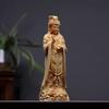 Wooden Buddha Statue Guanyin Statue Solid Wood Carving Home Living Room Office Buddhist Shrine Wealth Luck Feng Shui Decor