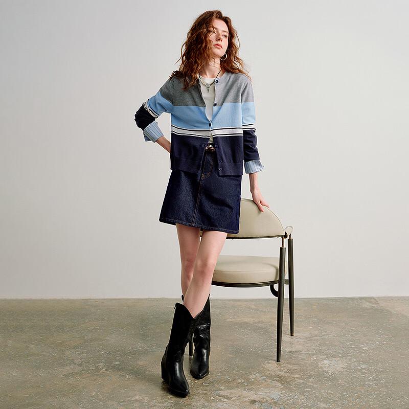 Women's Color Block Knitted Cardigan Jacket