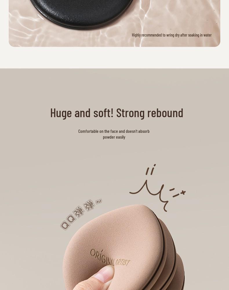 Original Artist Dual-Use Powder Puff: Expands When Wet, Non-Absorbent, Even Application for Concealer