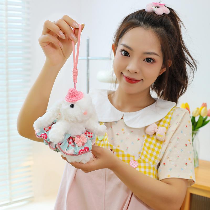 Popular Flower Dress Princess Rabbit Pendant Cute Long-eared Rabbit Keychain Girls Bag Boutique Pendant Doll
