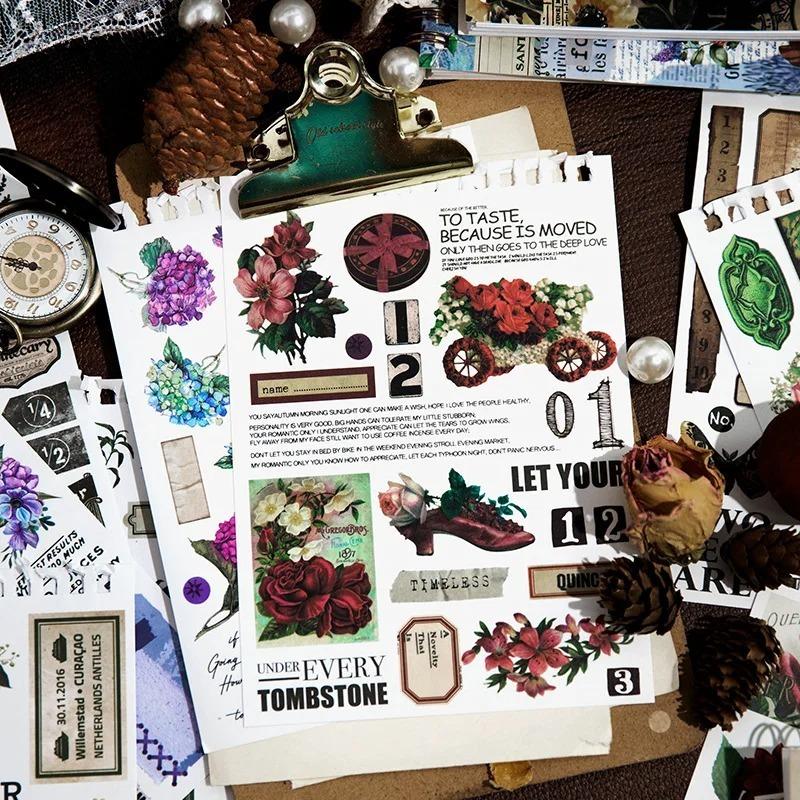 50 Pcs Large-sized Sticker Books Vintage Decorative Adhesive Diy Stick Labels Diary Album Scrapbooking Material Craft Supplies