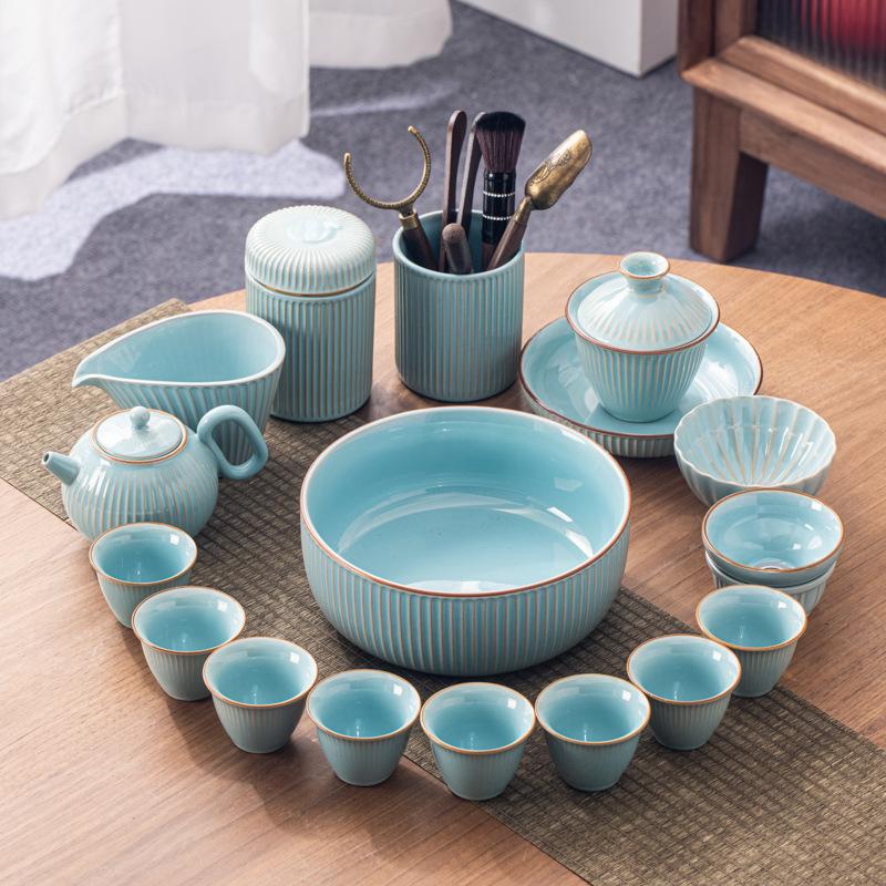 Ceramic Qingchuan Kung Fu Tea Set Large Set Household Gift Business High-end Gifts