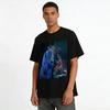 Chinese Style Anime IP Co-branded T-shirt, Blue Tiger & Purple-haired Girl Print, Trendy Casual Top for Men & Women Pure Cotton T-shirt