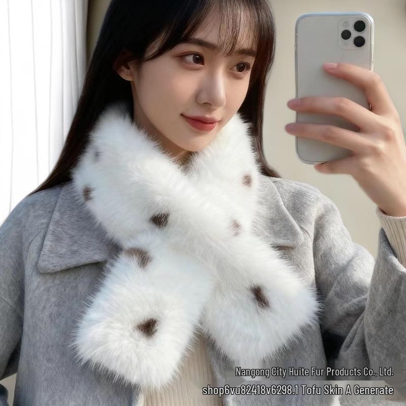 Purple Faux Fox Fur Scarf - Thickened Winter Neck Warmer & Windproof Cross Collar 80-100 cm