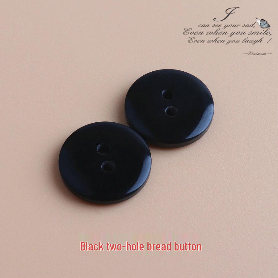 Round Four-Hole Pearlescent Resin Buttons: Black/White, Wide/Thin Edge, Hand-Sewn for Shirts & Cardigans
