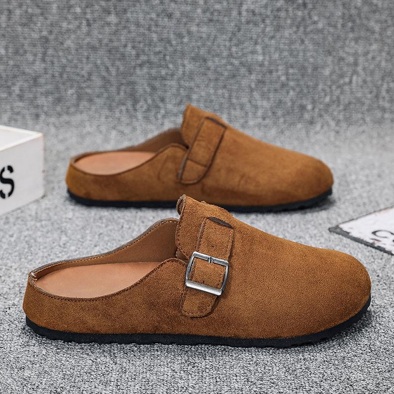 Men's slippers 2026 Men's Suede Sandals Retro Cork Clogs Men Mules Shoes  with Arch Support Unisex Classic Beach Birkenstok