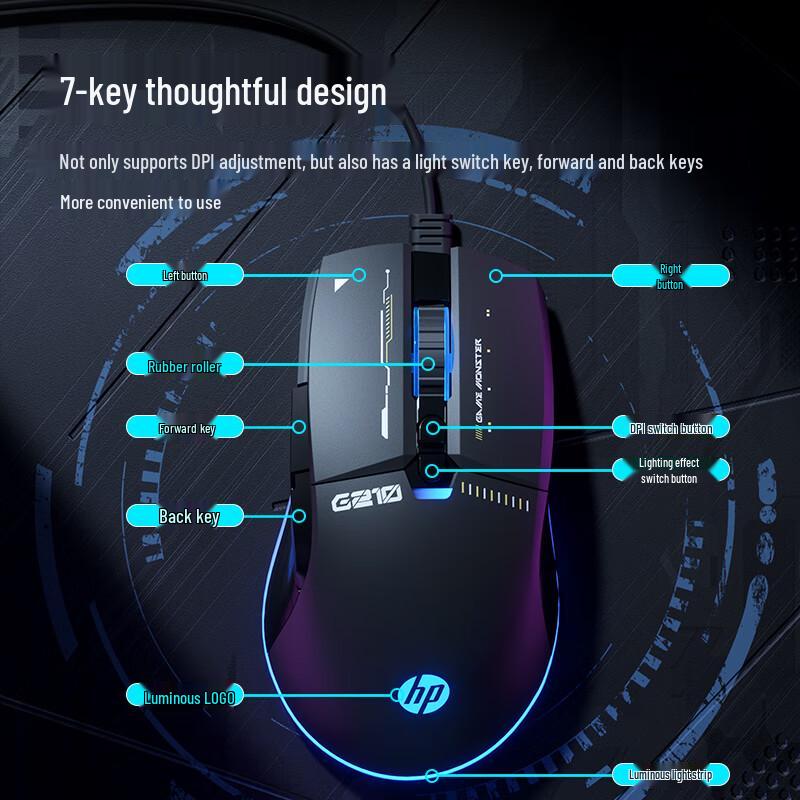 HP G200/G210 Wired RGB Gaming Mouse