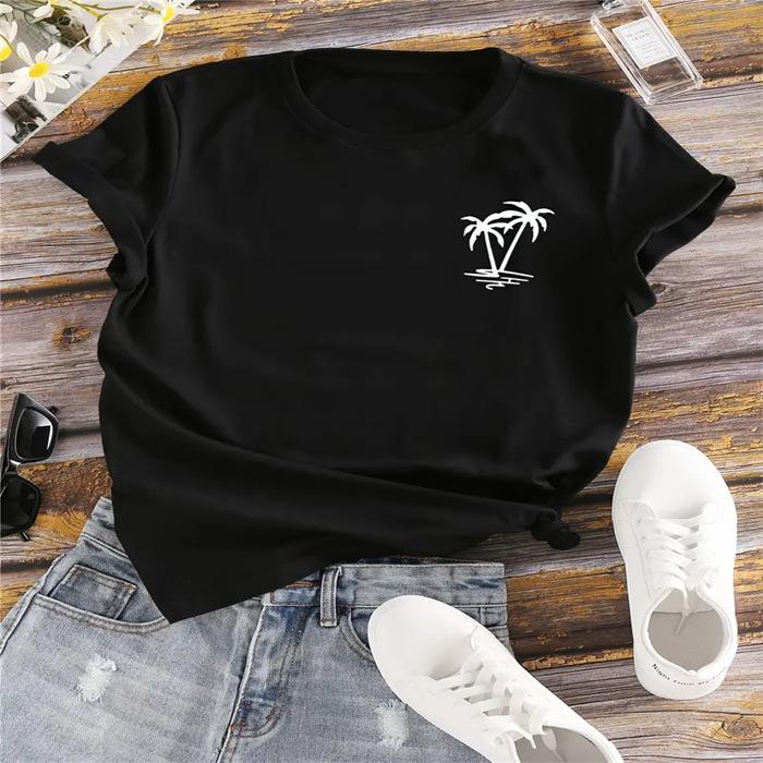 Summer New Women's Fashionable Casual Home Commuting Versatile Round Neck Short Sleeved T-shirts