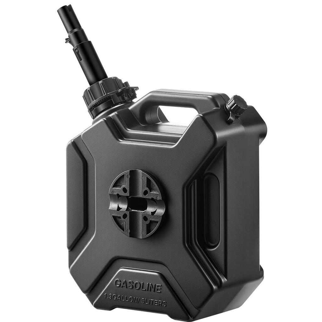 Fuel Container, 5 L, Gas Can with Spout and Lockable Bracket, 15 L/min Max Flow Rate, Secure & Leak-proof, Portable Flat Fluid Container for Most Cars