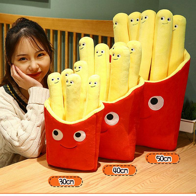 30-50cm Adorabili Peluche Patatine Fritte Cartone Animato Cibo Reale Cuscino Bambole Morbide Riantiate Regali di Compleanno