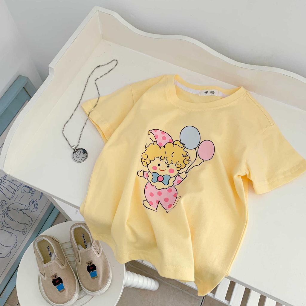 Girls' Cotton Short-sleeved T-shirt Summer Children's Casual Cartoon Top