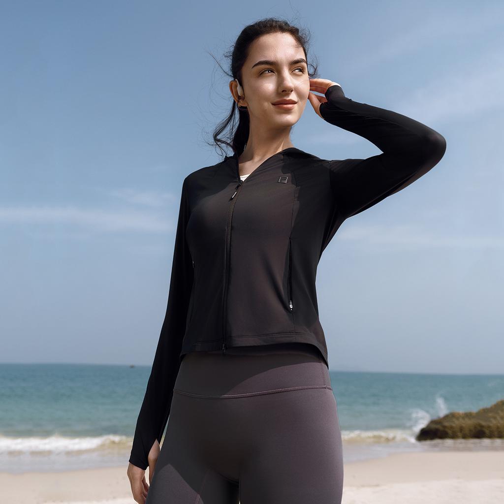 FILA Fitness Fashion Comfortable Simple Sports Training Slim Fit Hooded Knit Jacket Women jackets Black A51W621501FBK