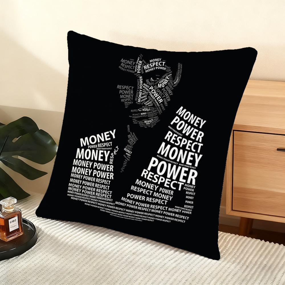 Cushion Cover Silky Short Plush Home Sofa Cushion Cover - Invisible Zipper Home Decoration Scarface-S Movie