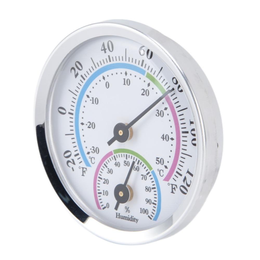 Aluminum Alloy Mini Indoor Thermometer Hygrometer Mini 2 in 1 Analog Hygrometer Thermometer High Precision Compact Structure серебряный