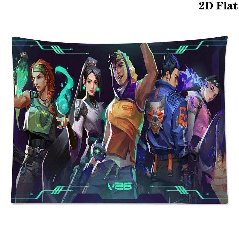 Valorant Game Wall Tapestry Aesthetic Wall Hanging Printed Fabric Blanket Decorative Tapestries for Bedroom Living Room Home Decor