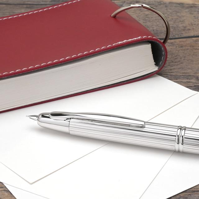 Pilot CAPLESS STRIPE Rhodium Vanishing Point Fountain Pen Fine Nib FC-3MS-S-F with Converter