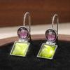 Pendientes Colgantes de Circonita Sintética Morado Verde Brillante para Mujer Exquisitos Elegantes Joyería Colgante para Banquete Boda Regalos