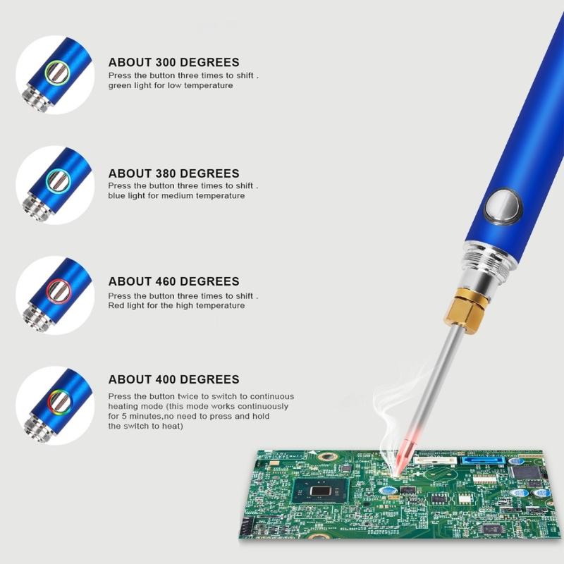 Comfortable Wooden Handle Soldering Iron Featuring Four Gear Temperature Control USB Charging Rapid Heating Lightweight Design