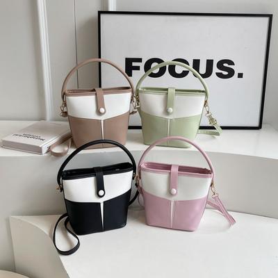 Korean Version of Niche Large Capacity Contrasting Color Bag for Women New Fashion Handbag Bucket Bag Casual Crossbody Bag Trendy