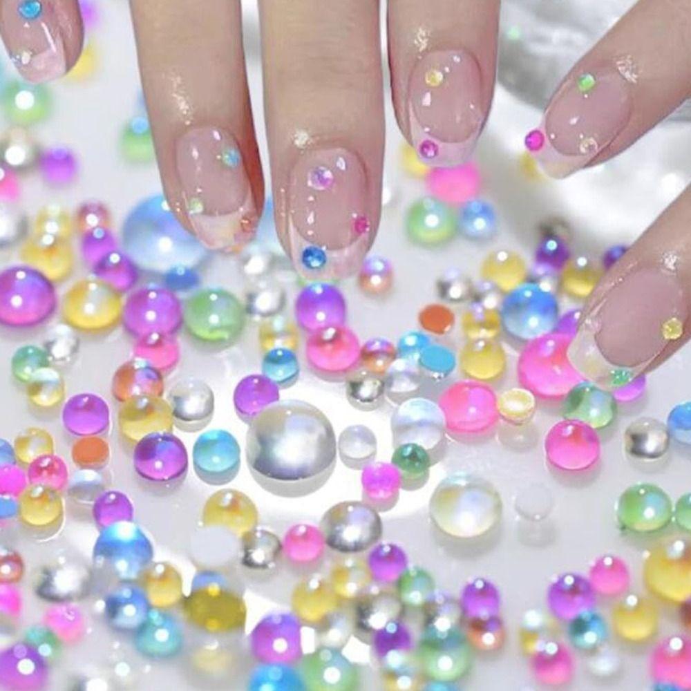 1 Box Half Spherical Glass Nail Art Charms DIY Aurora Nail Decorations  Manicure Accessories
