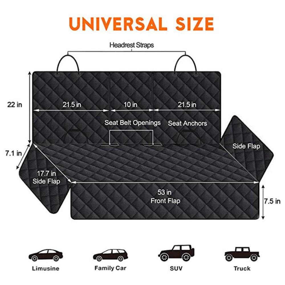 Pet Car Seat Mat 600D Oxford Cloth Rear Cushion Heavy Duty Dirt Resistant