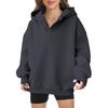 Real shot American women's fleece hooded sweater long sleeve solid color top loose women