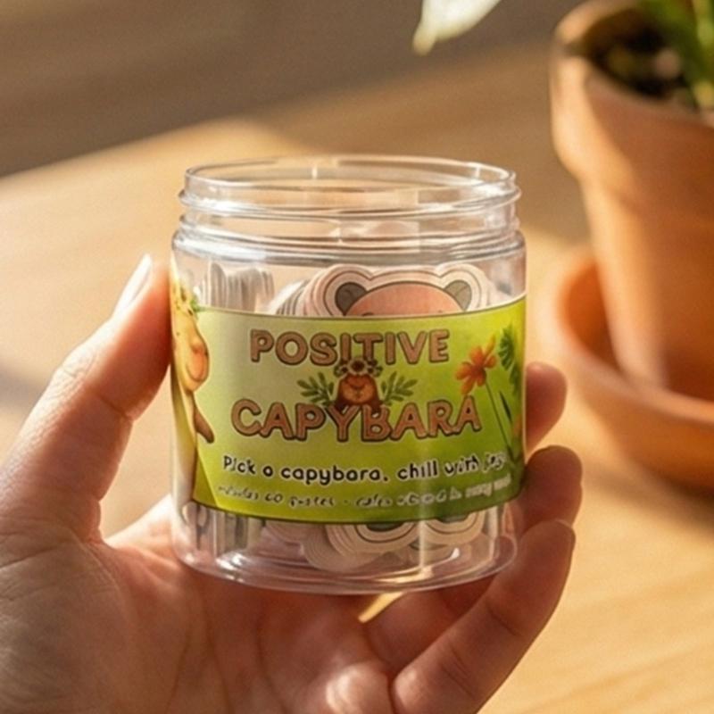 60 Sheets Multifunctional Animal Greeting Cards Positive Affirmation Cards in Plastic Jar for Children Adult Coworkers