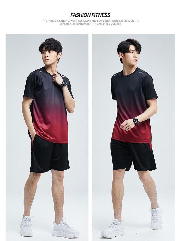 Unisex Quick-Dry Ice Silk Sports Set - Short Sleeve & Plus Size for Outdoor Running