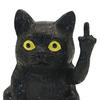 Middle Finger Cat Statue Sitting Black Cat Figurine Resin Animal
