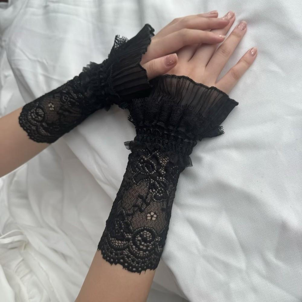 Lace Trim Lace Arm Sleeves Mesh Wrist Sleeves Vintage Fingerless Gloves Lolita Decor