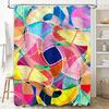 Colorful Geometric Pattern Shower Curtain for Bathroom Decor Printed Polyester Fabric with Eyelet Rings