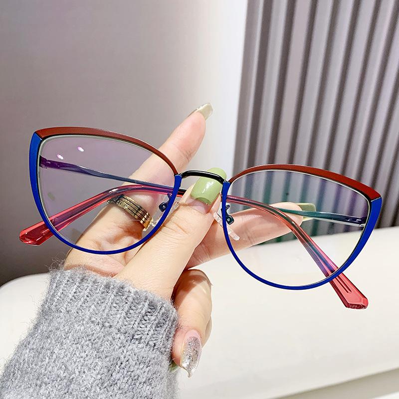 Fashion Cat Eye Glasses Frame European and American Women's Fashion TR Metal Anti Blue Light Glasses Optical Glasses Frame