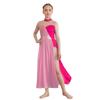 Girls Lyrical Performance Dress Sleeveless Sparkling Sequins Top And Color Block Side Split Skirt