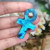 Hot Sale Natural Crystal Crafts Diy Necklace Symbol of Life Labradorite Ankh Cross Pendant for Women Men Gifts