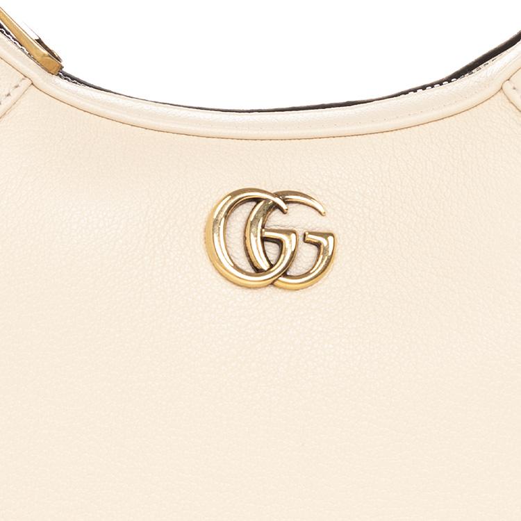 GUCCI Aphrodite Leather New Moon Shoulder Bag, Handbag, Shoulder Bag Womens Ivory