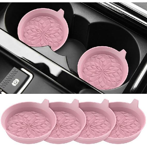 ME.FAN Car Cup Coasters [4 Pack] Silicone Cars Coasters - Universal Non-Slip Recessed Interior Accessories - Cup Holder Erts Dusty Rose