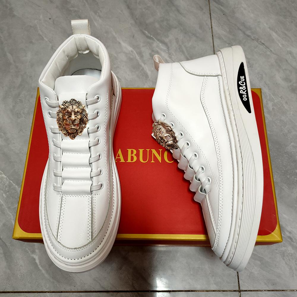 

Fashion Men s leather Casual shoes Spring and fall new designer print fashion lace-up flat casual shoes 37 белый