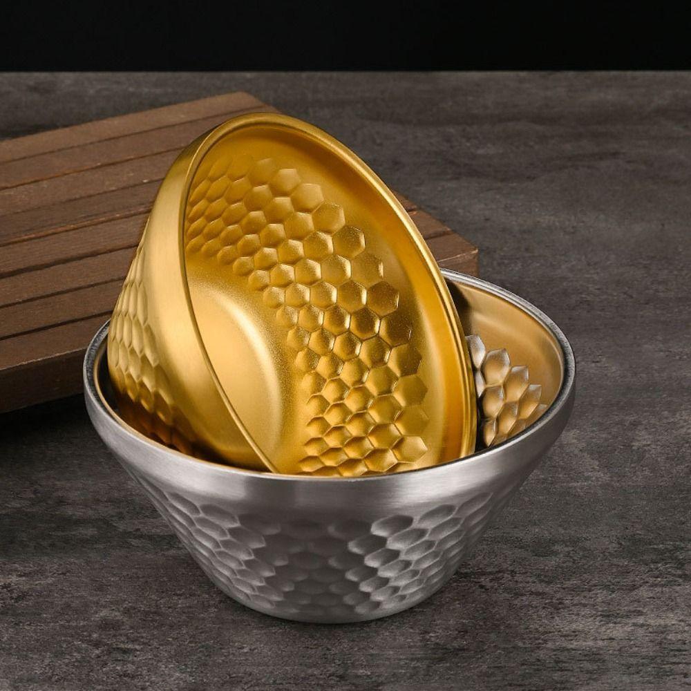 Unbreakable Salad Bowl 304 Stainless Steel Insulated Bowl Korean V-shaped Rice Bowl  Restaurant