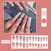 24Pcs Independence Day Themed Gradient Pink Camellia False Nail Stick On Nail for Fashion Enthusiasts and Parties Event