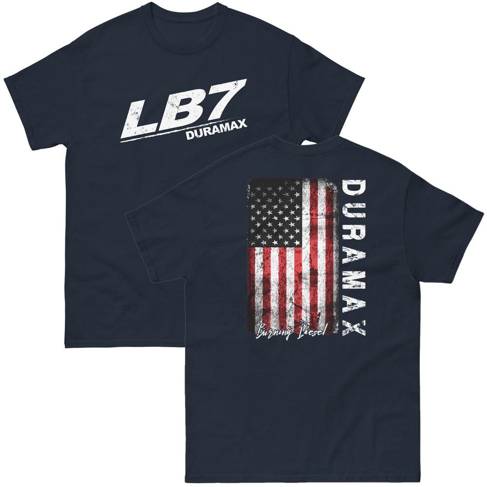 LB7 Duramax T-Shirt, Burning Diesel Truck Shirt, American Flag Design Unisex T-Shirt XXXXL