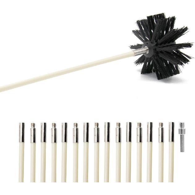 Dryer Vent Cleaner Kit, Lint Remover, Flexible Reusable Strong Nylon Rods Extends Up to 20 Feet, Lint Brush Head, Cleaning Duct Pipes, Use with or