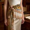 Mesh Texture Fringe Waist Belt Floral Patterns Versatile Scarf Ornament  Fashion Forward Women
