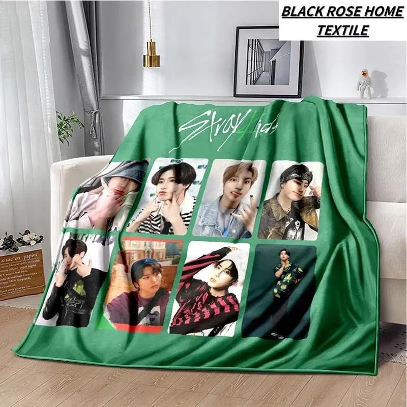 Manta con estampado de Arte de moda KPOP stray-kids Idol, sof de sala de estar, manta de felpa suave para dormir, Sbana de