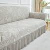 1 Stück Dehnbarer Sofabezug Jacquardmuster Sofabezüge mit Rock Einfarbige Staubdichte Rutschfeste Sofaschutzhülle für das Wohnzimmer