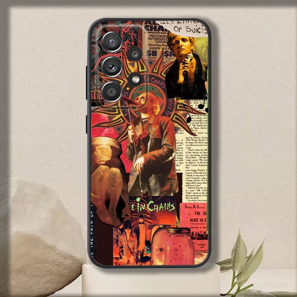 Band A-Alice In C-Chains Phone Case For Samsung S 25,24,23,22,30,21,10,9,Ultra,Plus,Lite,FE,4,5 G Soft Black Case