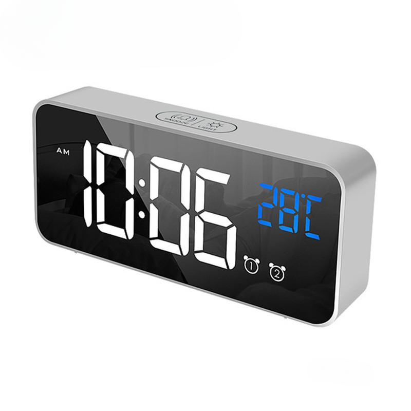 

Charging Mirror LED Music Clock Large Word Digital Clock Alarm Clocks Snooze with Music Adjustable Sound
