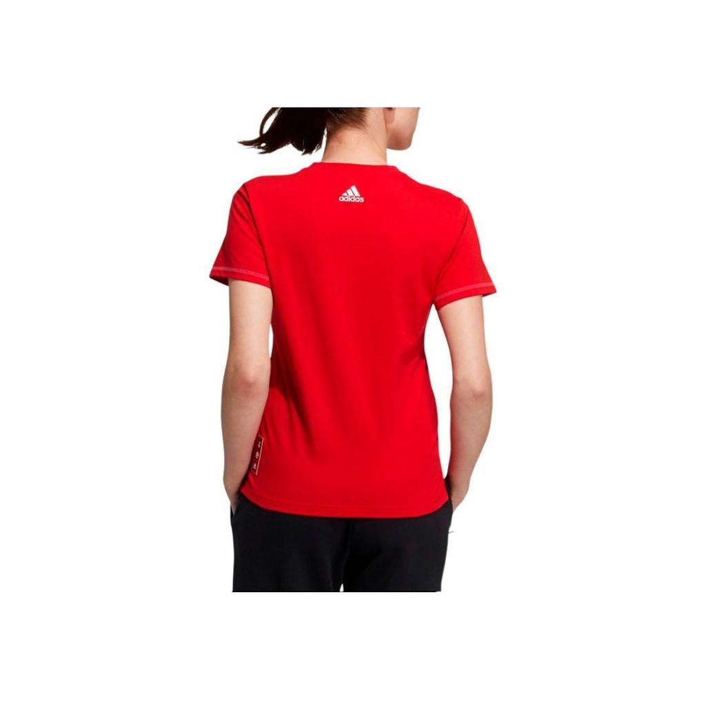 Adidas Cny Series Sports Theme Printed American Vintage Crew Neck Short Sleeve T-Shirt Women Tops Light-Crimson GP0706