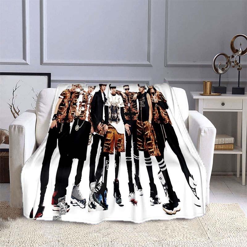 BTS Kpop Deken Plaid Kpop Cadeau Flanellen Deken voor Tienermeisjes Volwassenen Warm Pluche Plaid voor Bed Bank Sofa