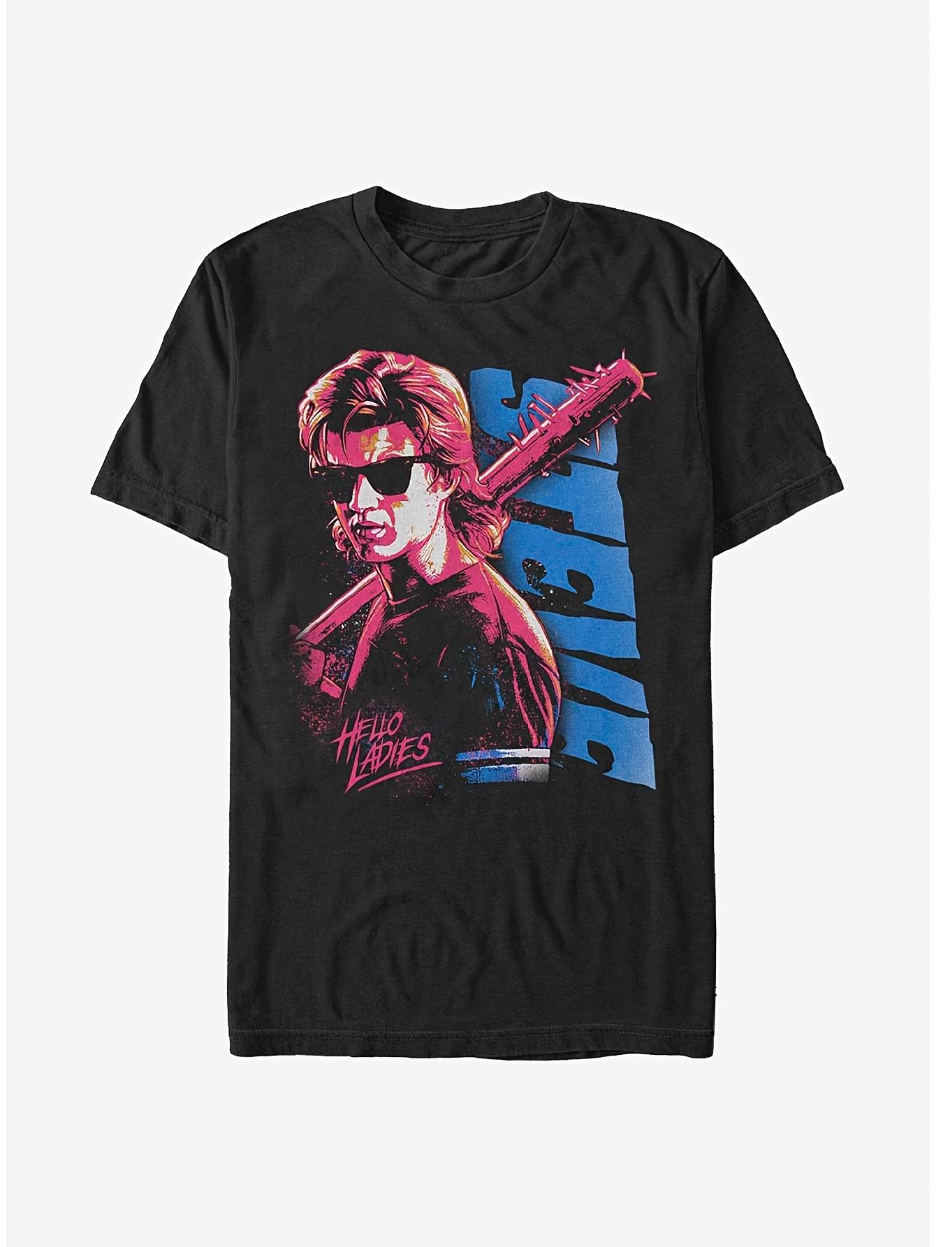 Stranger Splatterpunk Steve T-Shirt | Casual Crew Neck Short-Sleeved XXXL