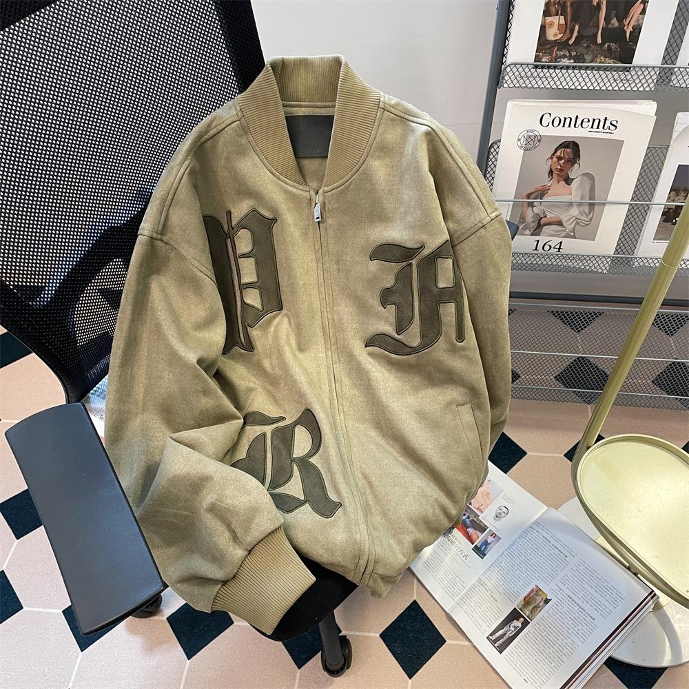 

Men s Autumn/Winter Retro Embroidered Baseball Jacket XXL